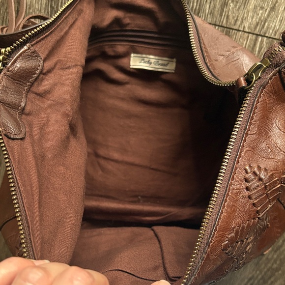 Lucky Brand Stitched Brown Leather Bag - Picture 3 of 7